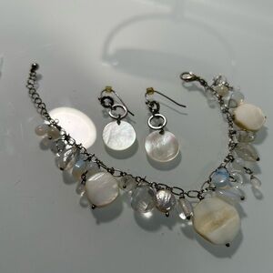Lia Sophia Silver and Cream Bracelet and Earrings Set